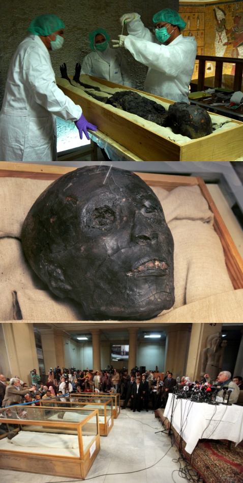 Ранее звучавшие версии о заговоре и убийстве юного фараона (чья мумия показана на снимке) понемногу отсеялись как несостоятельные, а вот <a href="http://www.membrana.ru/lenta/?4382">недавно обнаруженный</a> в результате <a href="http://www.membrana.ru/lenta/?3955">тщательного изучения</a> перелом бедра натолкнул учёных на верный путь (фото AP, EPA).